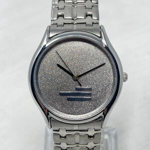 Vintage Montreux Watch Men Silver Tone 34mm Brushed Minimal New Battery 7.25"